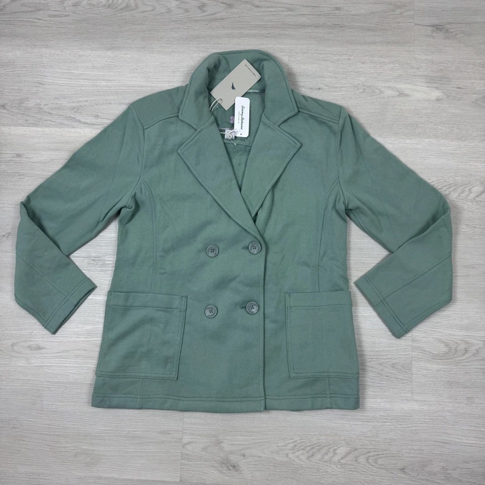 Tommy Bahama Sea Swell Double Breasted Blazer Agave Green French Terry NWT